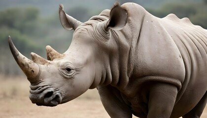 A Rhinoceros With Its Head Held High - obrazy, fototapety, plakaty