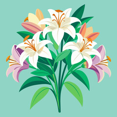 bouquet of lilies simple vector design 