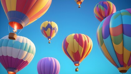 Fototapeta premium Colorful air balloons flying in the sky over clouds landscape