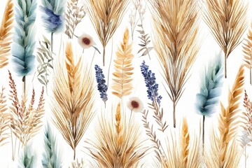 ears of wheat on blue background