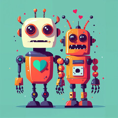 Set, Vibrant Flat Design: Playful Exaggerations of Colorfull Monsters, fruits and love