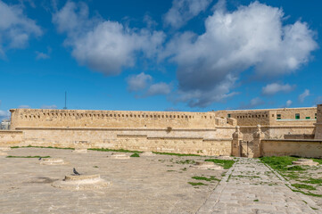 A glimpse of the imposing St. Elmo Fort, Valletta, Malta