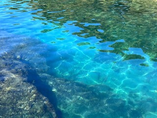 Sea turquoise blue transparent water.