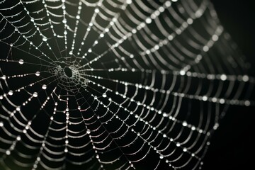 Intricate Spider web background. Silk macro. Generate Ai