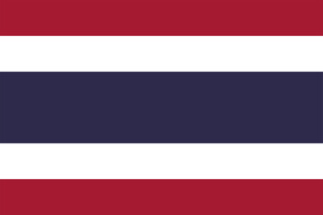 Obraz premium Flag of Thailand. Five horizontal stripes in three colors: red, white, blue. State symbol of the Kingdom of Thailand. Isolated vector illustration.