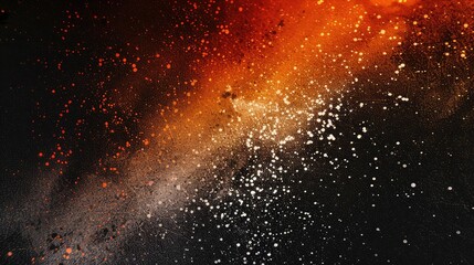 Fototapeta na wymiar Color gradient grainy background, red orange white illuminated spots on black, noise texture effect , Abstract background with explosion of particles. 3d rendering, different shades of the same color.
