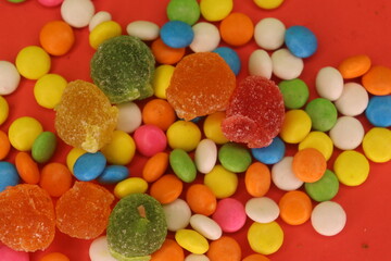 Fototapeta na wymiar A colorful gems with a sweet jelly candy