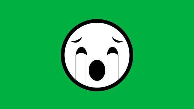 Seamless crying emoji animation. Crying emoji expression isolated on green screen.