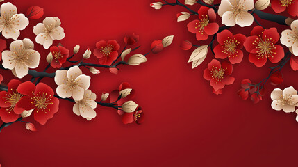 Happy Chinese new year luxury style pattern background vector, Oriental sakura flower