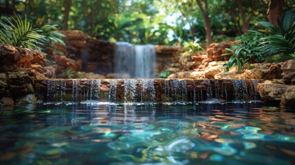 Pool With Central Waterfall