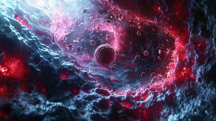 Animated 3D journey inside a blood cell, revealing the mysteries of medical research and health