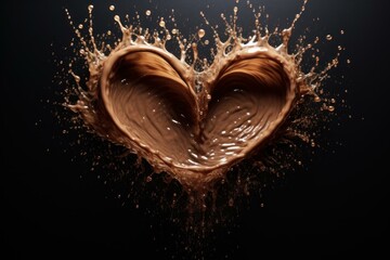 Rich Splash coffee heart. Water liquid. Generate Ai