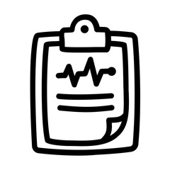 Hand drawn doodle style heart rate chart line icon. Medical clipboard with cardiogram. 