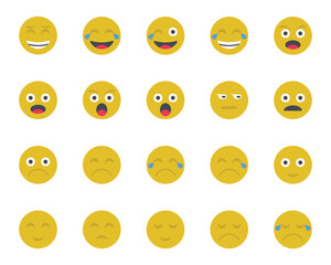 Fototapeta premium Flat color icons set for Emojis.