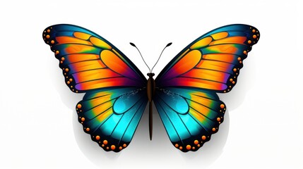 A celebration of nature: a bright butterfly with graceful wings, on a white background.