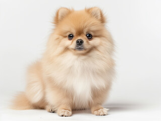 Obraz premium A Pomeranian, fluffy and curious