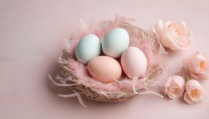 Matte Pastel Pink Easter Eggs Nestled In A Delicat