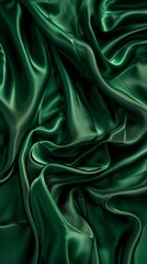 Fototapeta premium Sinuous folds of emerald green satin cascading dramatically, revealing an alluring play of light on the sumptuous fabric.