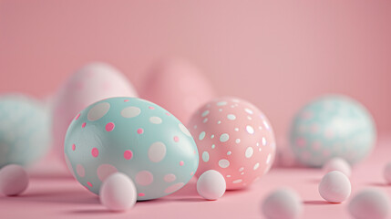 Fototapeta na wymiar Cute eggs in pastel colors on a minimalistic background