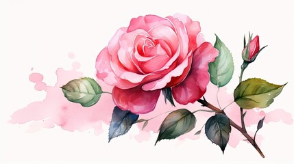 Graceful Watercolor Rose Blooms in Soft Pink Hues