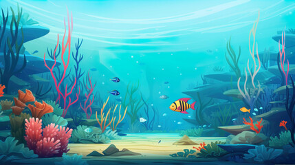  wallpaper design background , Aquarium with clear water, full colorful fish , Generate AI - obrazy, fototapety, plakaty