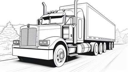 Artistic Logistics: Handmade, showcasing the long haul truck, coloring, highlighting the creative aspect of transportation.