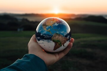 Person holds globe, symbolizing global perspective and foresight for future