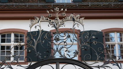 Entrance gate with stylized plants as decoration