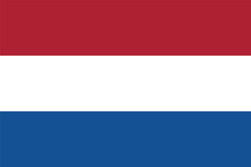 Flag of the Netherlands (Holland) in a round shape. Tricolor: red, white, blue colors. Three horizontal stripes. Isolated vector illustration on gray background.