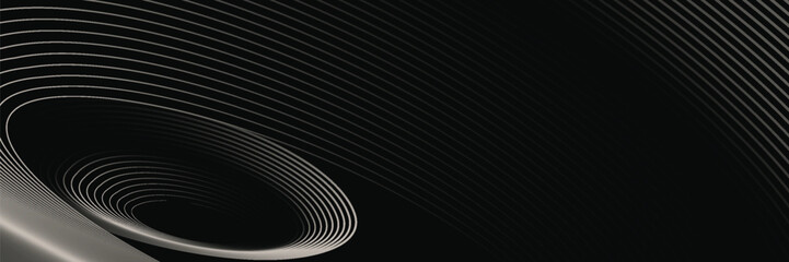 Abstract gold circle lines on dark background. Geometric stripe line art design. Modern luxury template