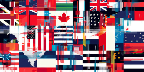 Montage of Various International Flags, Abstract Representation of Global Unity - 772449176