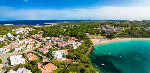 Foto op Canvas Areal drone view of the Arenal d'en Castell beach on Menorca island, Spain © Martin Valigursky