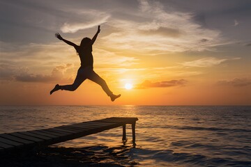 Person takes leap of faith, trusting in opportunity amidst risk