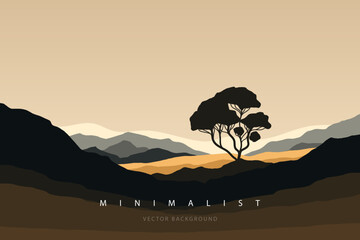 Minimalist abstract landscape poster. Nature wall decor.  Mountain background. Abstract art wallpaper for prints, art decoration, wall arts and canvas prints. Vector illustration - 772449922