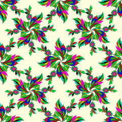 Floral ethnic motif. Ukrainian pattern. Seamless pattern. Decorative composition with floral motifs. Watercolor. Wallpaper. - 772450568