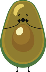 Funny cute dead rotten cartoon avocado vector illustration - 772450999