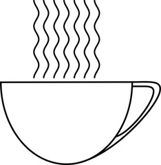Coffee cup with steam vector illustration,  black lines - 772451112