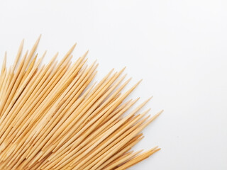 Bundle of Wooden Toothpicks isolated on white background 