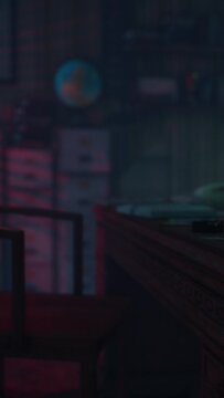 small retro office at night