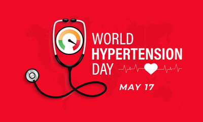 Vector illustration on the theme of World Hypertension day observed on every year May 17.  Hypertension show High blood pressure . Banner poster, flyer and background design.
