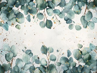 Background with blue and white leaves
