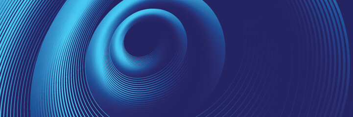 Abstract blue glowing geometric lines on dark blue background. Modern shiny blue circle lines pattern. Futuristic technology concept