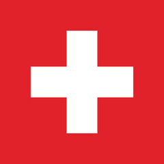 Switzerland flag. Red flag with a white cross in the center.