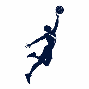 recommend clip art: Vector basketball dunk, Minimalist Silhouette of a basketball dunk, white background