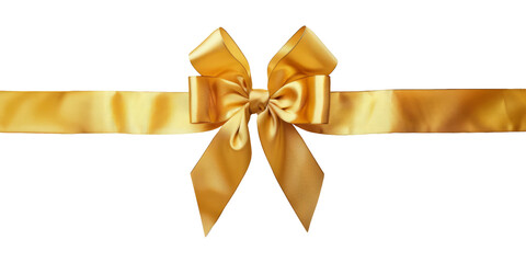 PNG Golden satin ribbon with a bow isolated on transparent background for gift presentation - 772456575