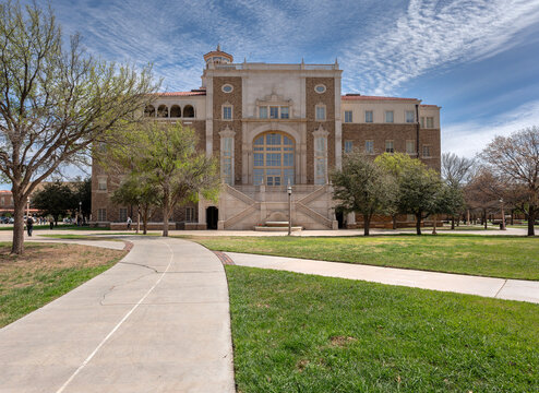 Exterior of the English-Humanities Building on the campus of Texas Tech University in Lubbock, Texas, USA