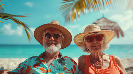 Fototapeta premium happy senior couple old husband and wife on summer holiday vacation