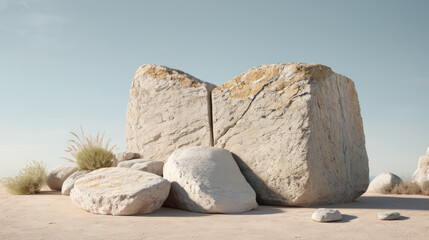 Large Rock in Middle of Desert