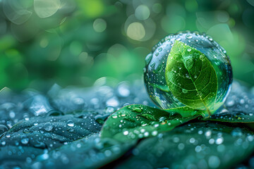 An image related to ecology and World Water Day, featuring the importance of sustainable water usage and conservation of natural resources. - obrazy, fototapety, plakaty