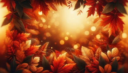 Vibrant Autumn Leaves on Bokeh Background